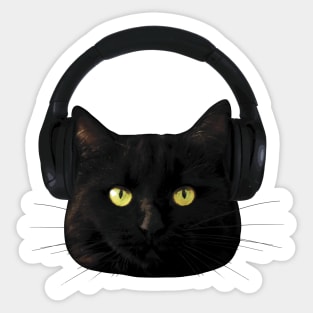 Cat with Headphones Sticker